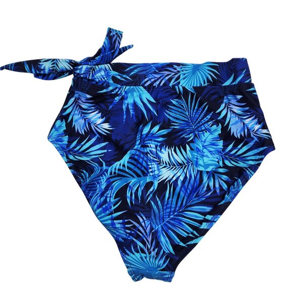 Womens Navy Tropical High Waisted Bikini Set Adjustable Straps Size S Dokotoo - Picture 7 of 9